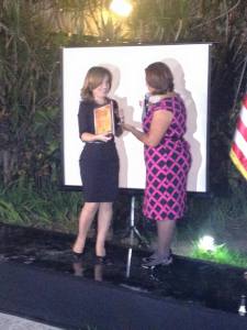 Former First Lady Dr. Vanda Pignato of El Salvador receives the Global Leadership Award presented by  Dr. Jenny Lopez an official honorary member of iChange Nations™.